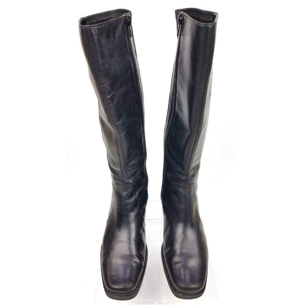 Andrew Geller Voyage Black Leather High Knee Riding Boots 8M